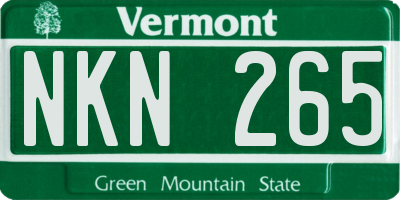 VT license plate NKN265