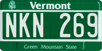 VT license plate NKN269