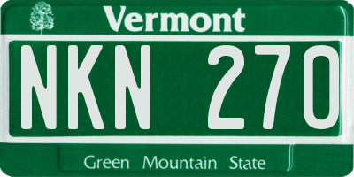 VT license plate NKN270