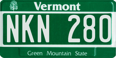 VT license plate NKN280