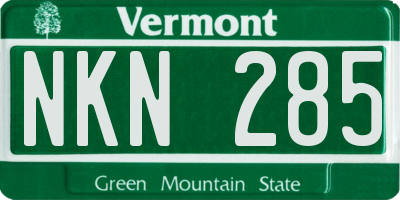 VT license plate NKN285