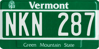 VT license plate NKN287