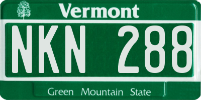 VT license plate NKN288