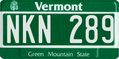 VT license plate NKN289