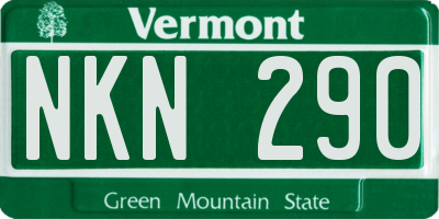 VT license plate NKN290