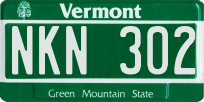 VT license plate NKN302