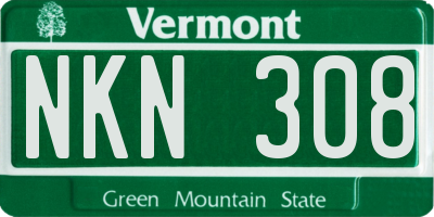 VT license plate NKN308