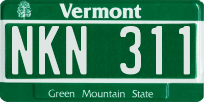VT license plate NKN311