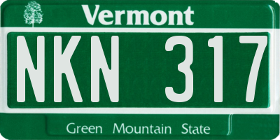 VT license plate NKN317