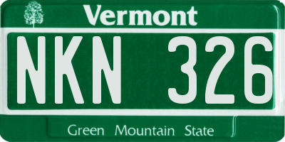 VT license plate NKN326