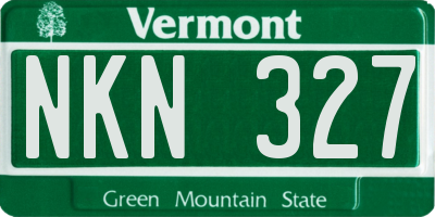 VT license plate NKN327
