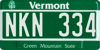 VT license plate NKN334