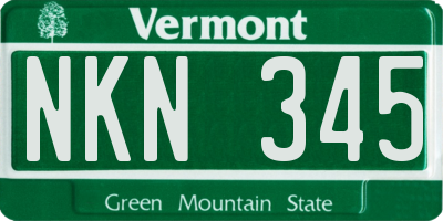VT license plate NKN345