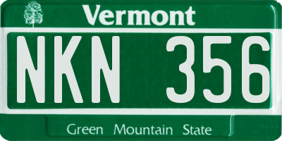 VT license plate NKN356