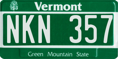 VT license plate NKN357