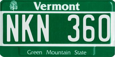 VT license plate NKN360