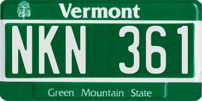 VT license plate NKN361