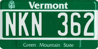 VT license plate NKN362