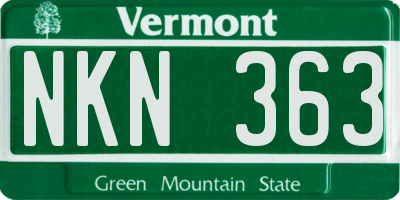 VT license plate NKN363