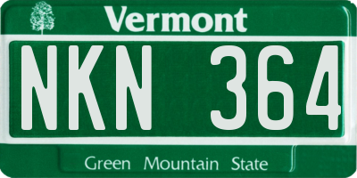 VT license plate NKN364