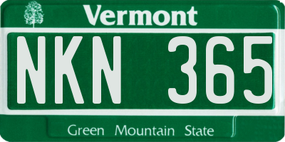VT license plate NKN365