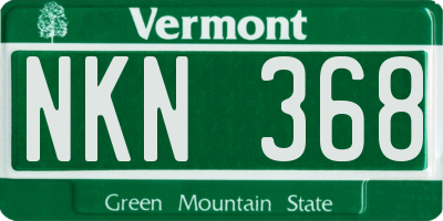 VT license plate NKN368