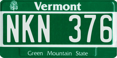 VT license plate NKN376