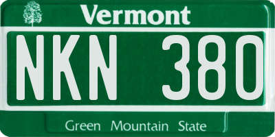 VT license plate NKN380