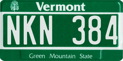 VT license plate NKN384