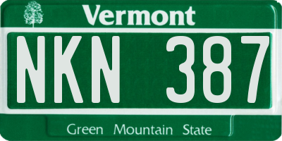 VT license plate NKN387