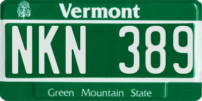 VT license plate NKN389