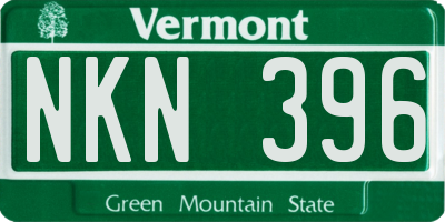 VT license plate NKN396