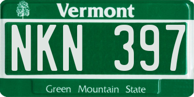 VT license plate NKN397