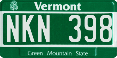 VT license plate NKN398