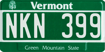 VT license plate NKN399