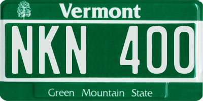 VT license plate NKN400