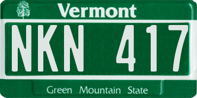 VT license plate NKN417
