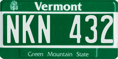 VT license plate NKN432