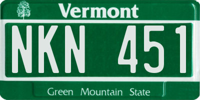VT license plate NKN451