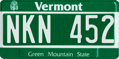 VT license plate NKN452