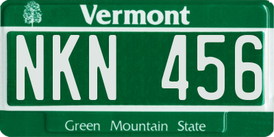 VT license plate NKN456