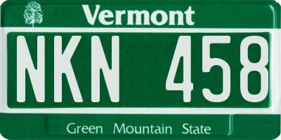 VT license plate NKN458