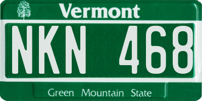 VT license plate NKN468