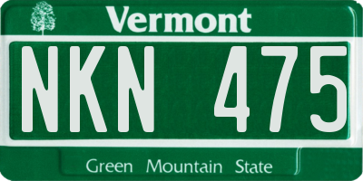 VT license plate NKN475