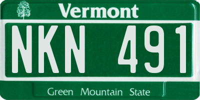 VT license plate NKN491