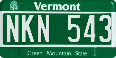 VT license plate NKN543