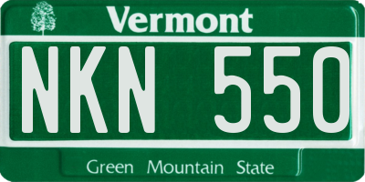 VT license plate NKN550