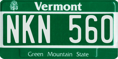 VT license plate NKN560