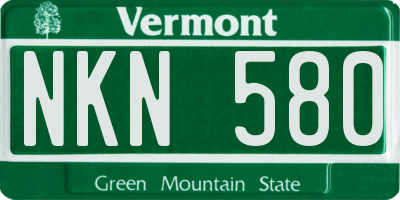 VT license plate NKN580