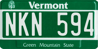 VT license plate NKN594